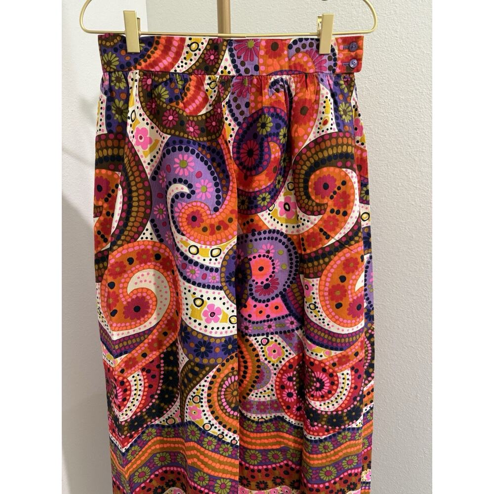 Vintage 60s Alex Coleman Flower Power Hippy Maxi Boho skirt Paisley Small - Picture 3 of 8
